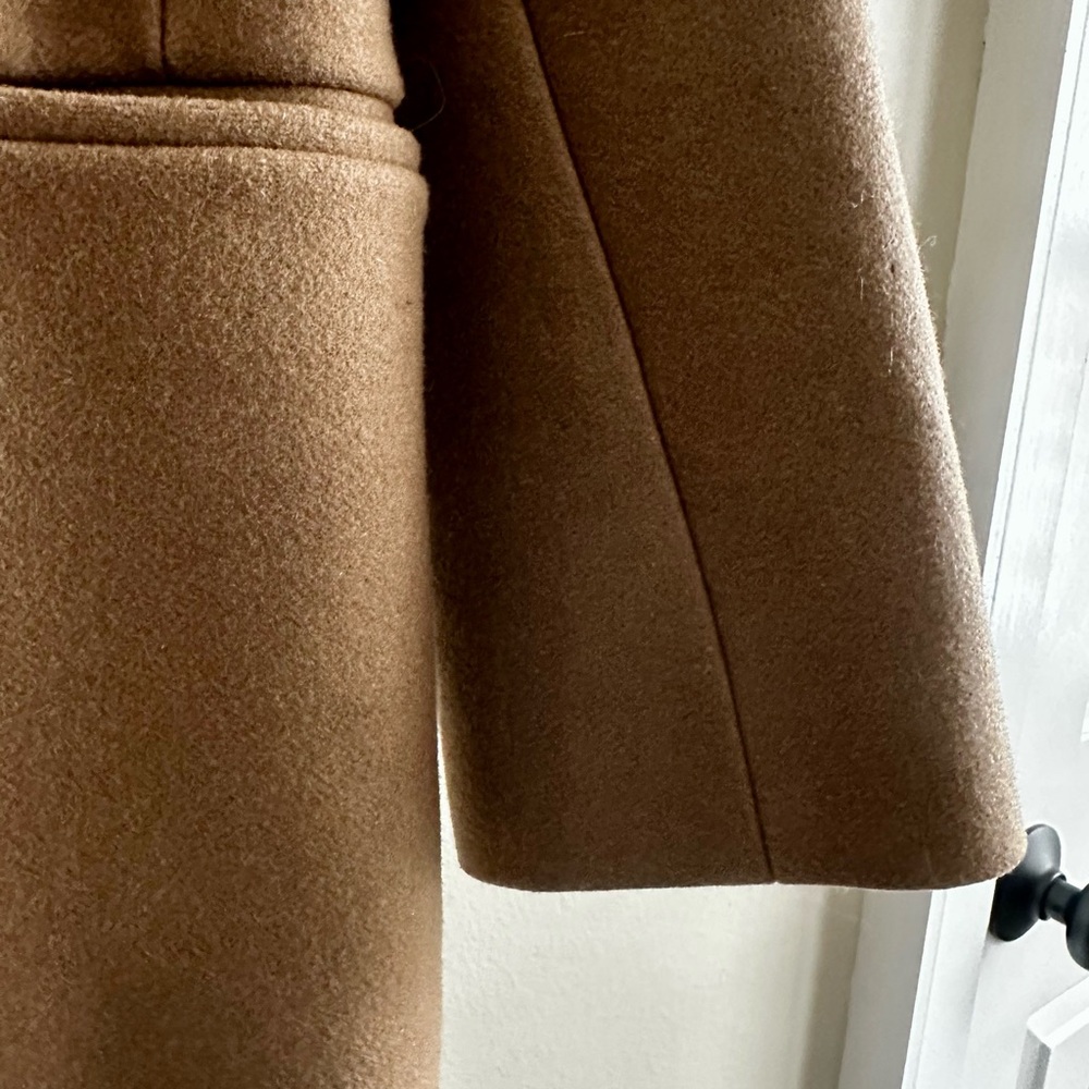 All Saints Irish Lorie wool coat, camel with leather collar/trim - Picture 5 of 16